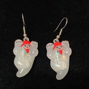 Vintage Ghost Earrings with Red Accents